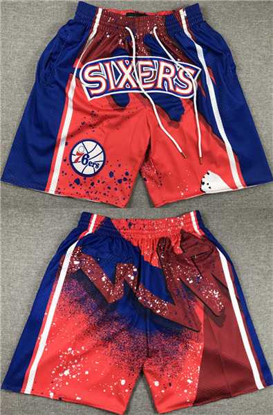 Men%27s Philadelphia 76ers Red Blue Shorts (Run Small)->boston celtics->NBA Jersey